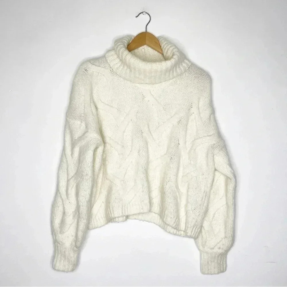 Madewell Somervell Modern Cable Turtleneck Sweater Size Small - Picture 6 of 7